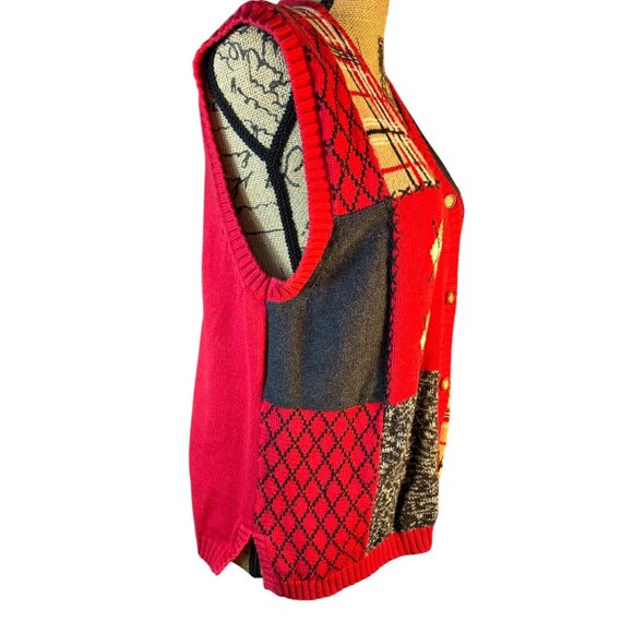 VTG Tabi Patchwork Sweater Vest Womens Lg Academia Grandma Core Clueless Preppy - Picture 4 of 7